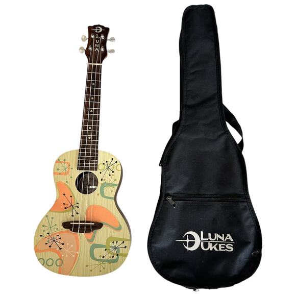 Luna Ukes UkeRadioactive Concert‎ Ukulele w Case Mid Century Starburst Design - Picture 1 of 11